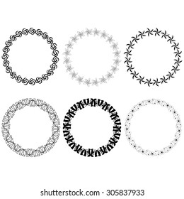 Vector black round frames on white background.