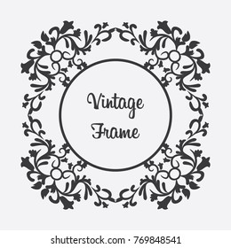 Vector black round vintage frame with floral ornament with format eps10