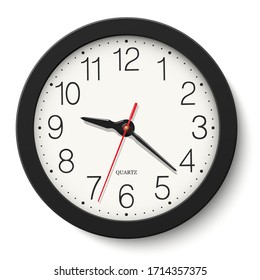 Vector black round wall clock isolated