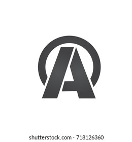 Vector Black Rounded Letter A O Logo