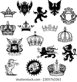 vector and black royal icons