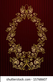 Vector black royal wallpaper with gold floral frame