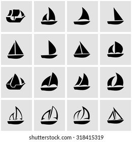 Vector Black Sailboat Icon Set.