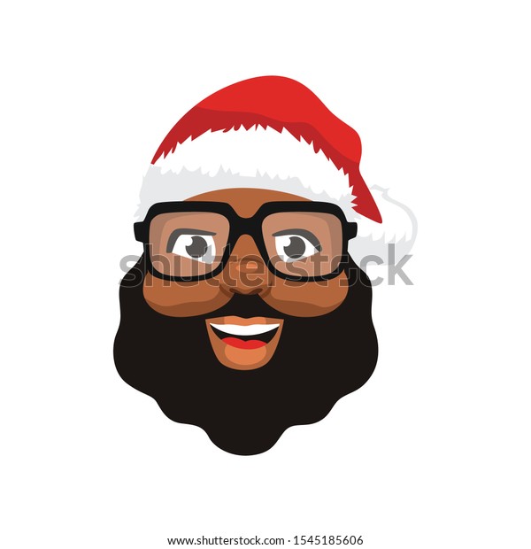 Vector Black Santa Claus Face Isolated Stock Vector (Royalty Free ...