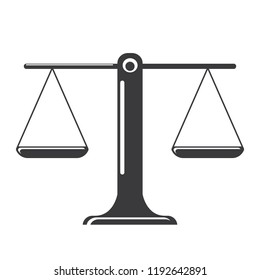 Vector black scales or libra Icon isolated on white bacground. Symbol of justice, lawyer or judgment