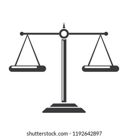 Vector black scales or libra Icon isolated on white bacground. Symbol of justice, lawyer or judgment