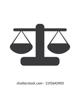 Vector black scales or libra Icon isolated on white bacground. Symbol of justice, lawyer or judgment