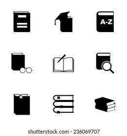 Vector black schoolbook icon set on white background