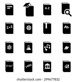 Vector black schoolbook icon set.