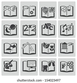 Vector black schoolbooks icon set