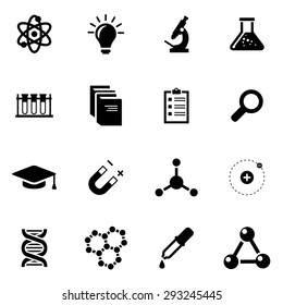 Vector Black Science Icon Set.