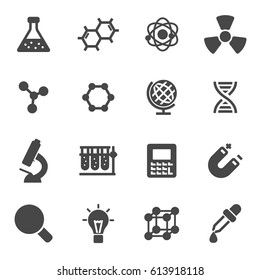 Vector black science icons set on white background