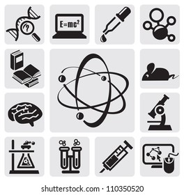 vector black science set on gray background