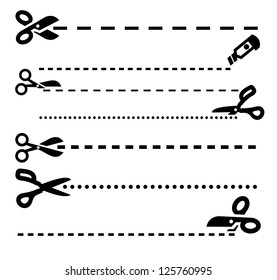 vector black scissors icons set on white