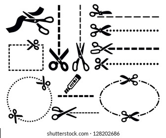 vector black scissors icons set on white