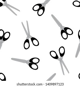 Vector black scissors seamless pattern