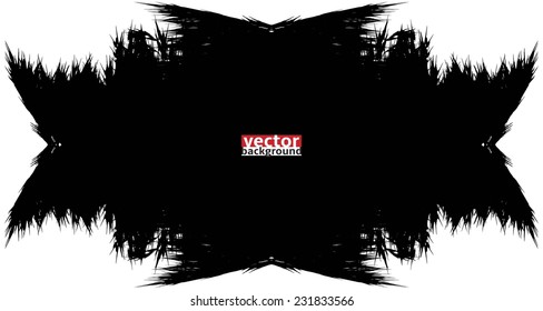 Vector black scratched, crumpled stain background (splashing, blob, spatter, spots, splat, blotch, splash). Isolated stain. Grunge texture on white background 