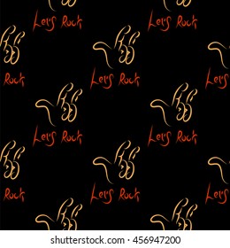 Vector Black Seamless Musical Pattern. Symbol Fans of Rock Music