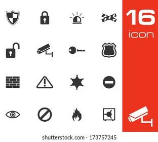 Vector black security icons set on white background