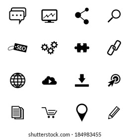 Vector Black  Seo Icons Set on white background