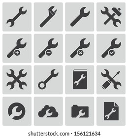 Vector black  settings wrench   icons set