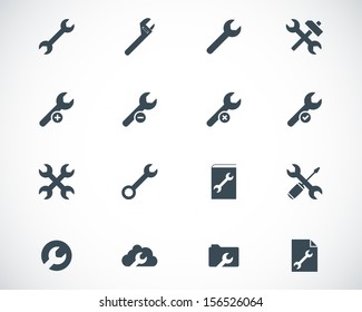 Vector black  settings wrench   icons set