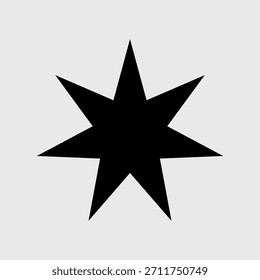 Vector negro icono de estallido de siete puntos sobre fondo gris claro. Ilustración geométrica atrevida de la forma de la estrella para el logotipo, la insignia, la decoración, el tatuaje, la etiqueta engomada y el elemento del Diseño gráfico.