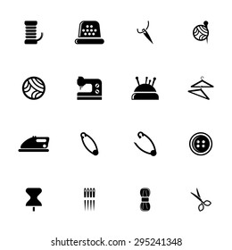 Vector black sewing icon set on white background