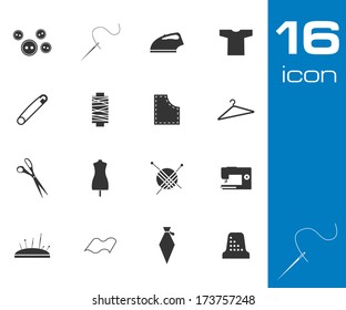 Vector black sewing icons set on white background