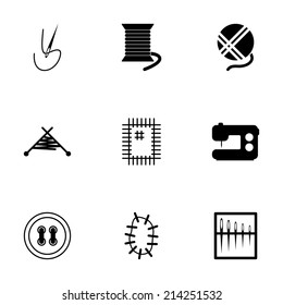 Vector black sewing icons set on white background