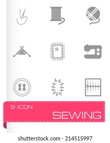 Vector black sewing icons set on white background