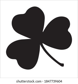 Vector black shamrock clovers, Green clover leaf isolated on white background. with three-leaved shamrocks. St. Patrick's day holiday symbol.