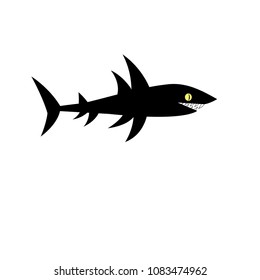 Vector black shark sign on white background