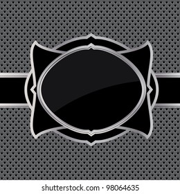 vector black shield on a metal background
