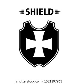 vector black shield on white background design.