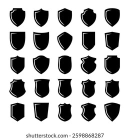 vector black shields icon collection