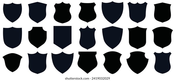 Vector Black Shields Set, 21 shields