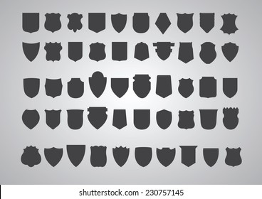 Vector black Shields Set, 50 shields