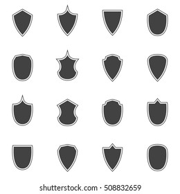 Vector Black Shields set on white background