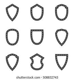 Vector Black Shields set on white background