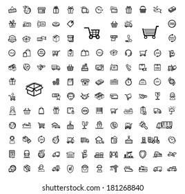 vector black shipping icon set