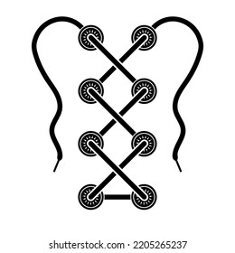 Vector Black Shoelace Icon Isolated on White Background.