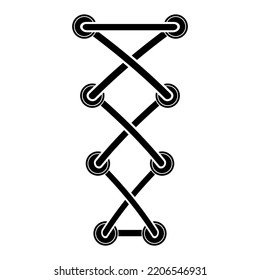 Vector Black Shoelace Icon Isolated on White Background.