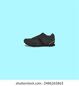 vector black shoes with blue background