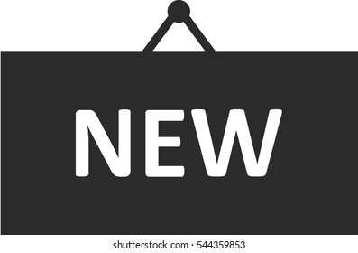 Vector black shop hanging sign with text new.