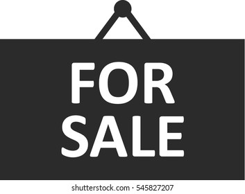 Vector black shop hanging sign with text for sale.