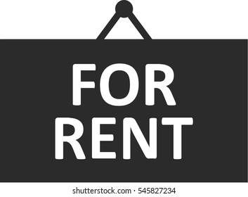 Vector black shop hanging sign with text for rent.