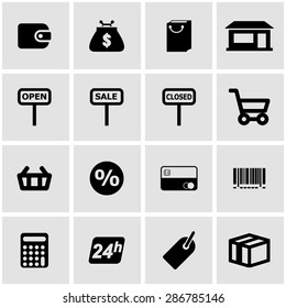 Vector black shop icon set.