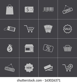 Vector black  shop icons set