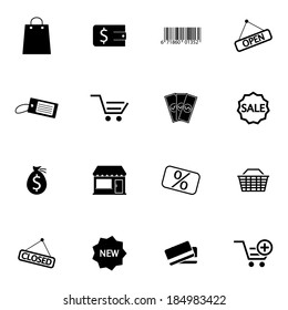 Vector black  shop icons set on white background
